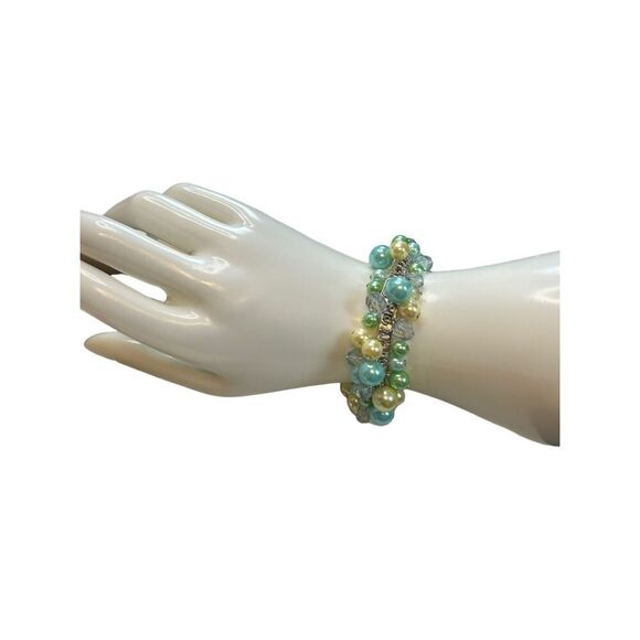 Blue pearl cluster yellow silver bracelet - Picture 7 of 8
